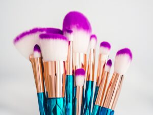 Colourful makeup brushes