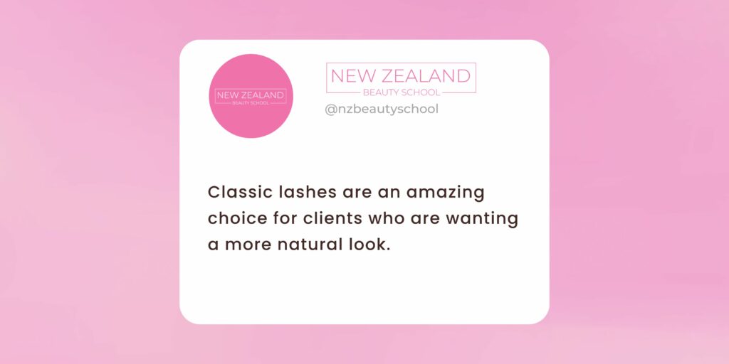 Classic lash infographic; classic lashes are great for a more natural look