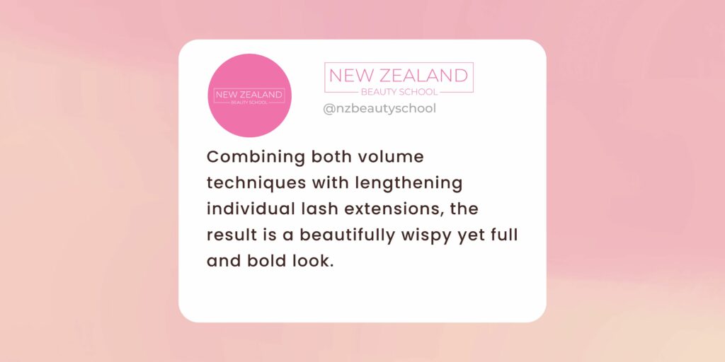 Hybrid lashes; combining volume techniques with lengthening individual lash extensions