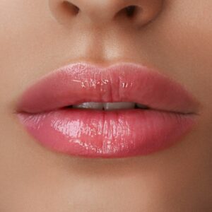 Close up of lips with lip gloss