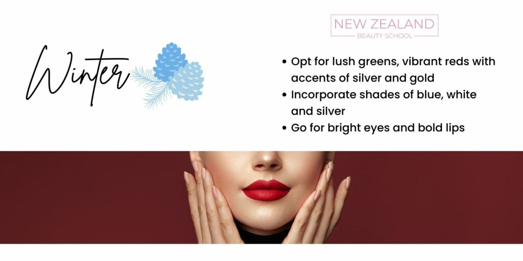 Winter makeup look infographic
