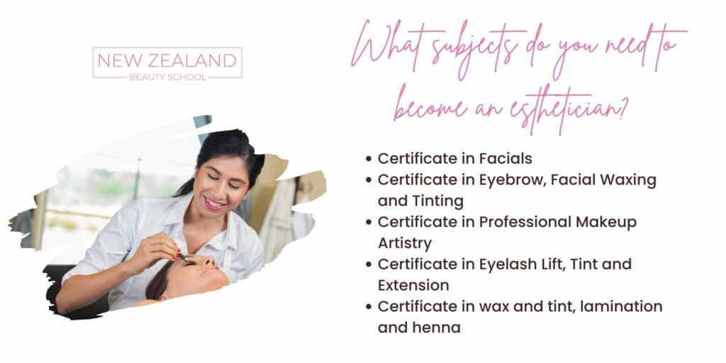 What subjects do you need to study to become a esthetician infographic