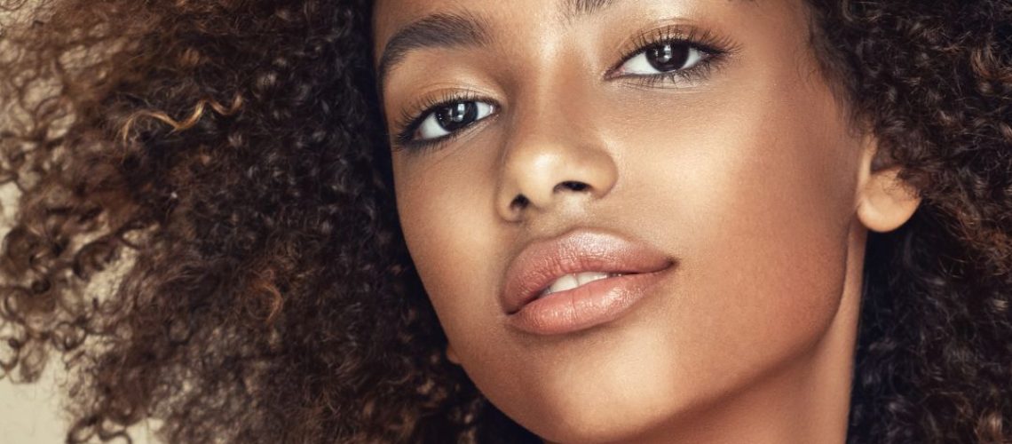 Woman with curly hair