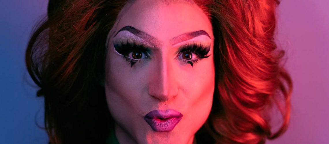 Drag queen with big red hair